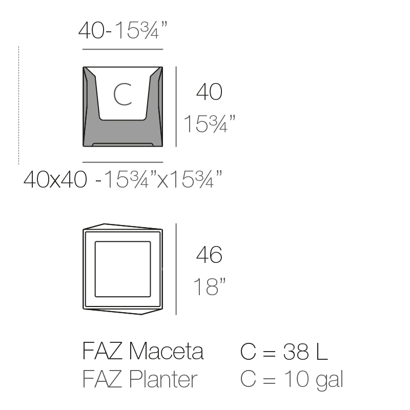 Vondom Faz planter CUBE. 40x40x40 cm Blumentopf