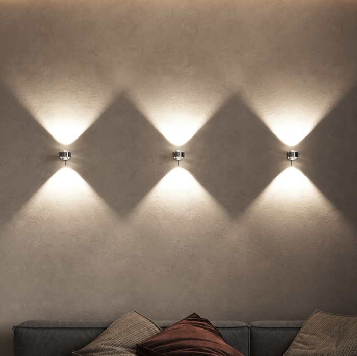 Top Light Leuchten Puk Wall + LED Lichtfarbe weiß - Chrome